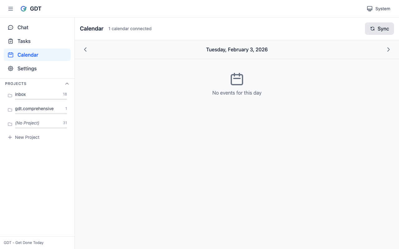 GDT Web UI - Calendar